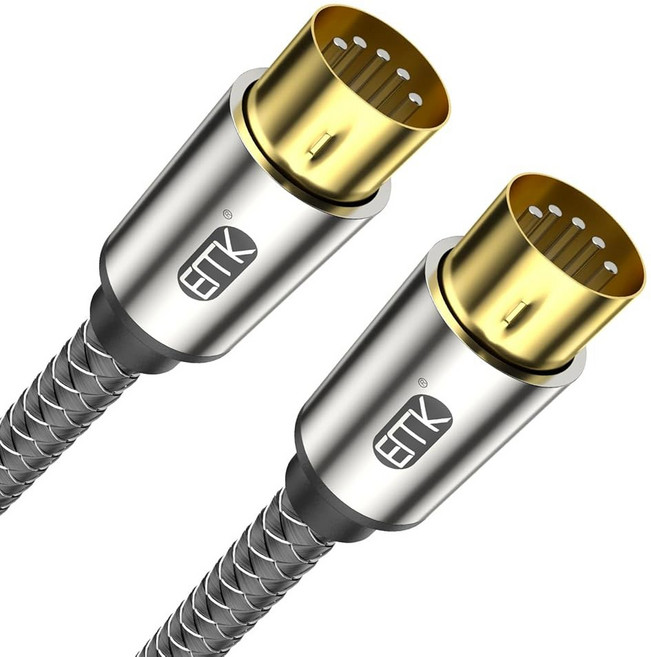 EMK 프리미엄 5핀 MIDI 케이블(2개 인터페이스 오디오 믹서 - 땋은 키보드 3Ft/1M) 나일론 기타 내구성 커넥터용 코드까지 샘플러 PCS 금도금 신디사이저 페달, 4Ft/1.2M, 5-Pin MIDI Cable 1PCS 1.2M