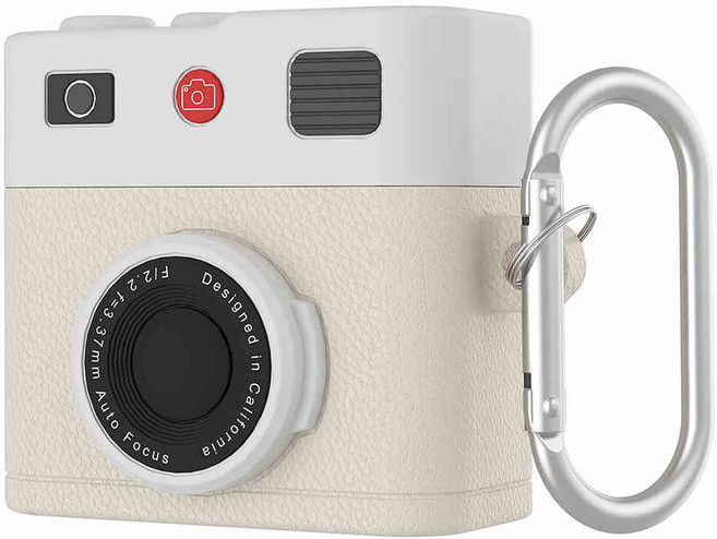 ozskin 에어팟4 빈티지 카메라 실리콘 케이스, 크림 밥, 에어팟4 케이스, 1개