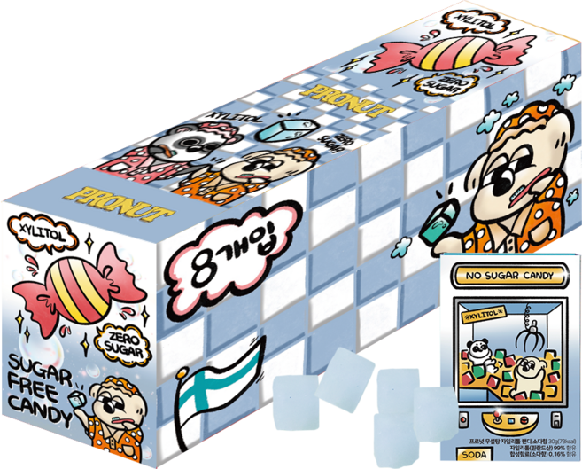 프로넛 무설탕 자일리톨 캔디 소다 묶음, 8개, 30g