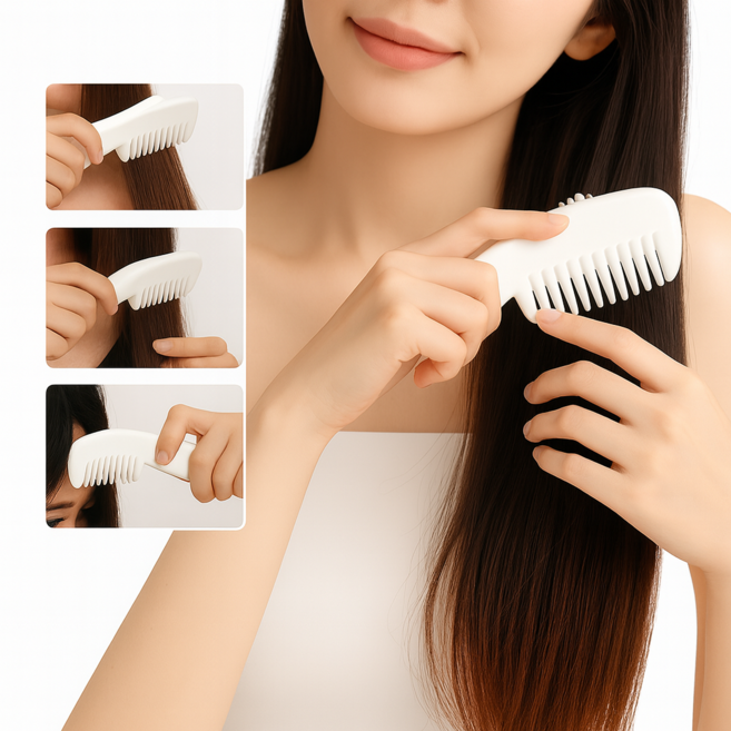 아즈몰 셀프 손상모컷팅 앞머리 커트 빗형 휴대용 상한머리자르기 도구, 1개, 화이트