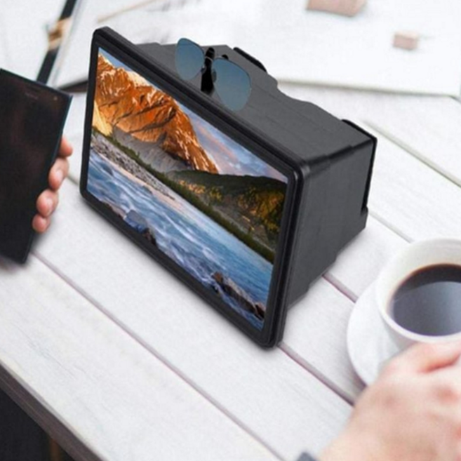 스마트폰 확대 스크린 휴대용 탁상용 테이블 스마트폰 돋보기 영상 고화질 아크릴 미끄럼 방지 렌즈 보호, 블랙 BL10669