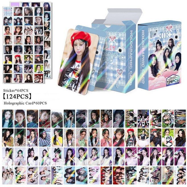아일릿 ILLIT 홀로그램 포카 124장 홀로그램 포카 60장 스티커 64장 도무송 다꾸, 124개, SUPER REAL ME(슈퍼리얼미)