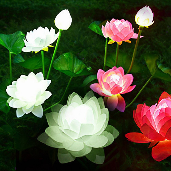 태양광 꽃 정원등 LED 조화 꽃모양 조화조명 사찰 조명 야외등 연꽃 정원등, 화이트 1개