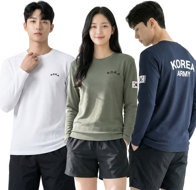 <스타일랑> (1+1+1) 남녀공용 라운드 로카 긴팔 티셔츠_로카티 코리아아미