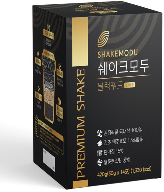 쉐이크모두 국산 블랙푸드 420g(30g x 14포) 서리태 맥주효모 선식 단백질쉐이크, 420g, 1개