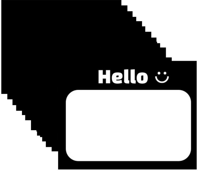 붙이는 스티커 명찰 일회용 대형 네임택 스티커 스마일 이름 스티커, 1세트, C블랙앤화이트x50매입