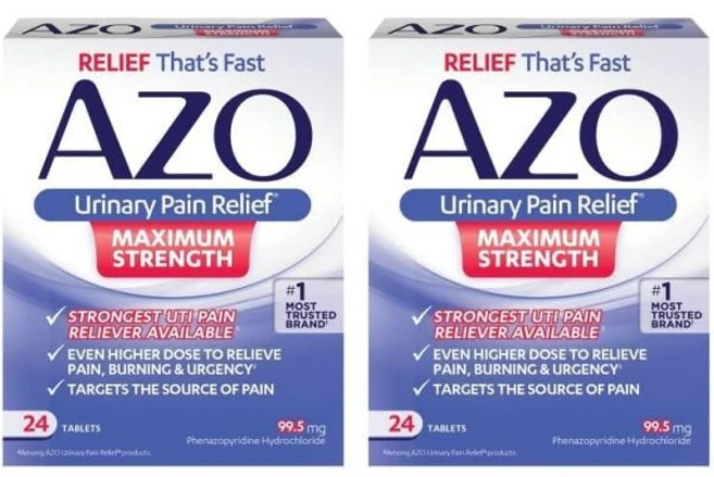 AZO 요로 통증 완화 최대 강도 FSAHSA 적격 UTI 화끈거림 및 긴급함의 빠른 통증의 원인 타겟 1 가장 신뢰받는 브랜드 24 정 기타건강보조식품 영양제, 2팩, 2개, 24정 - 쿠팡