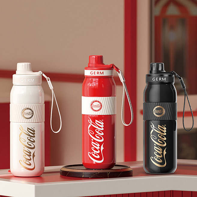 홈앤키즈 GERM 점 코카콜라 스포츠 진공 보틀 580ml 빨대 텀블러 보온물병 보냉물병 보온병 보냉병 휴대용 물통 물병 선물용, 점 코카콜라 스포츠진공보틀 블랙, 1개