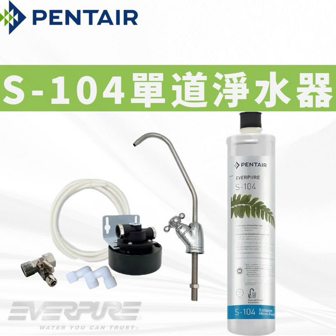 EVERPURE S-104單道淨水器 淨水器濾芯 美國原裝進口, 1個, 有保固+不要鵝頸