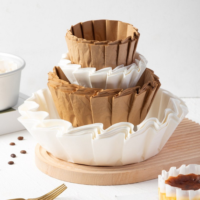 바스크 치즈 케이크 베이킹 유산지 4인치 페이퍼 4인치 화이트 50매, 8인치 내추럴