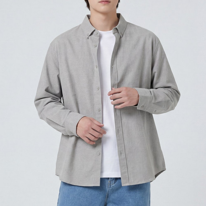 문컬렉션 베이직 프리미엄 옥스포드 오버핏 남방 남성 긴팔 셔츠