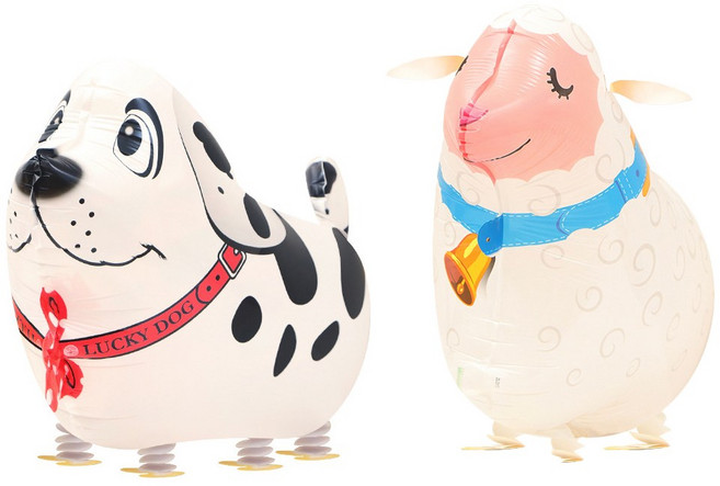 이벤트홀릭 산책풍선 2개 세트 헬륨 충전 가능 걸어다니는 놀이동산 산보 풍선, 1세트, 03. 강아지[달마시안]+양