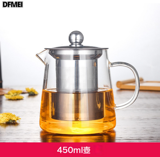 DFMEI 水壺玻璃茶具套裝 耐高溫花茶壺 不鏽鋼內膽過濾泡茶壺等, 1300ml單壺, 參考詳情, 1個