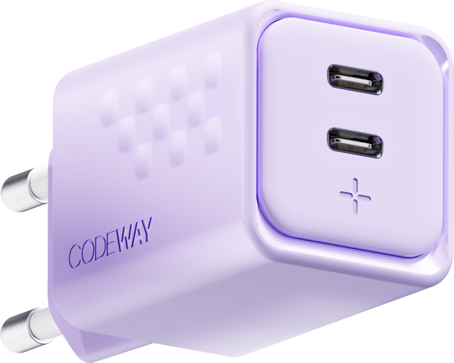 코드웨이 50W PD C타입 초 고속 충전기 어댑터, 라벤더 퍼플, 1개