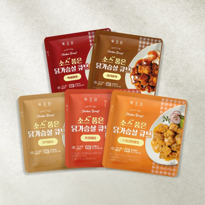 바르닭 소스품은 닭가슴살 큐브 5종 5팩 골라담기, 소스품은 닭가슴살 큐브 스리라차마요 5팩