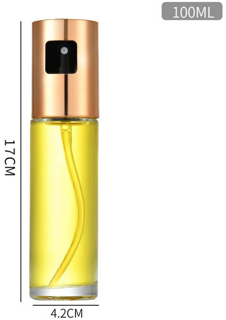 100ML 오일 스프레이 병 ABS 프레스 유형 주방 가정용 에어 프라이어 올리브 신성한 기기 바베큐 유리 디스펜서, 1개, Rose Gold