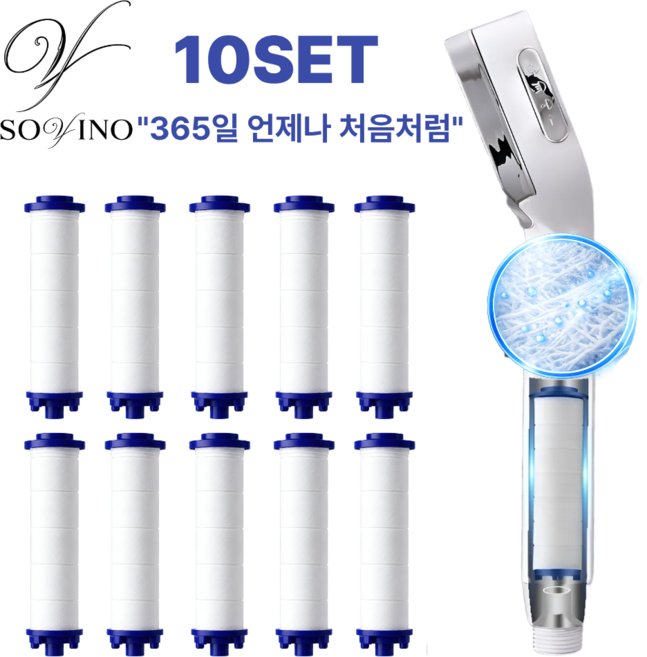 고압 수압상승 3단분사 샤워기 헤드 절수형 미세노즐 3색상 스타빈 STABIN, 화이트 하이퍼 클린 필터, 1개