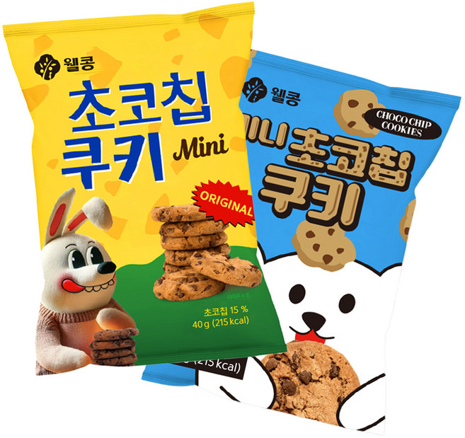 웰콩 프리미엄 미니초코칩쿠키 세계 No.1 바리칼레보 초코칩 사용해 입에서 살살 녹는 초코칩과 진한 초코맛 쿠키가 일품, 20개, 40g