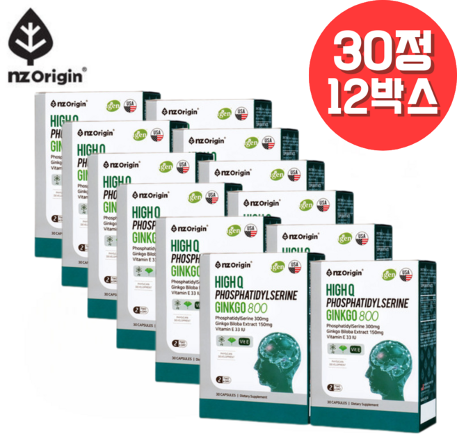 은행잎 징코 포스파티딜세린 진코 추출물 비타민E 플라보놀배당체 부모님 성인 남성 여성 직장인 어르신 노인 ginkgo, 60정, 6개