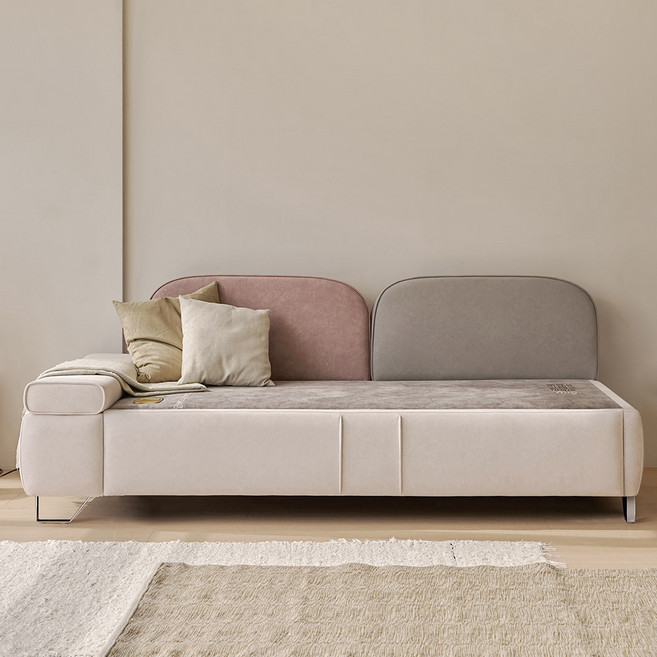 아씨방가구 흙품 패브릭 황토볼 온열 3인용 흙쇼파, 라이트그레이