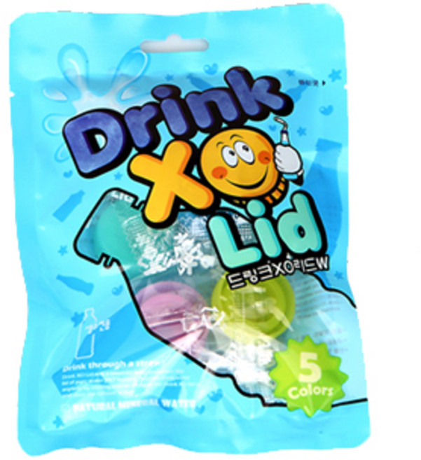 국산 드링크xo리드 생수용 반투명 빨대 뚜껑 실리콘 뚜껑 빨대캡 연예인 물병 빨대 흘림 방지, 생수용 반투명5P, 1개