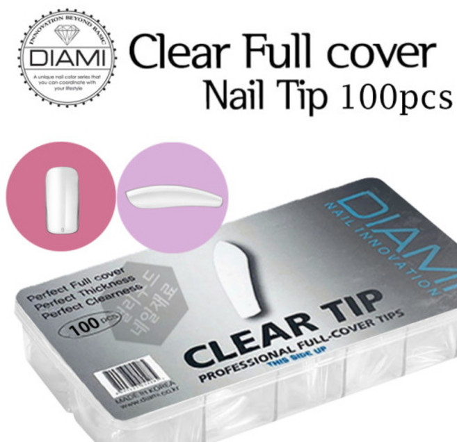 다이아미 클리어 풀커버 네일팁 100팁 (당일발송 평일18:00), 1개