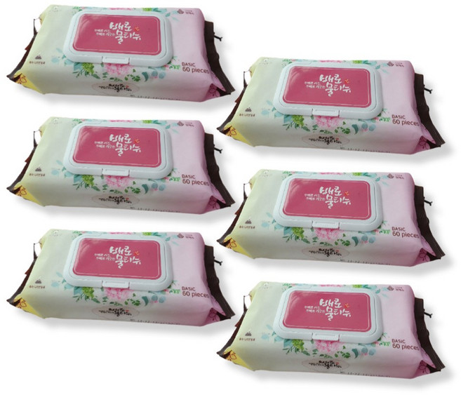 그린동화 배로 물티슈 캡형 60매x6팩 470g, 60매입, 6개