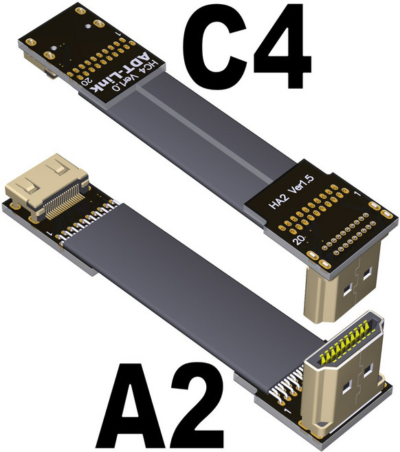 ADT 미니 HDMI 수-암 HDMI 어댑터 4K fpv 공중 얇은 플랫 고속 익스텐션 케이블 90 도 오른쪽 왼쪽 각도, 36) A2-C4 - 300cm, 09 300CM