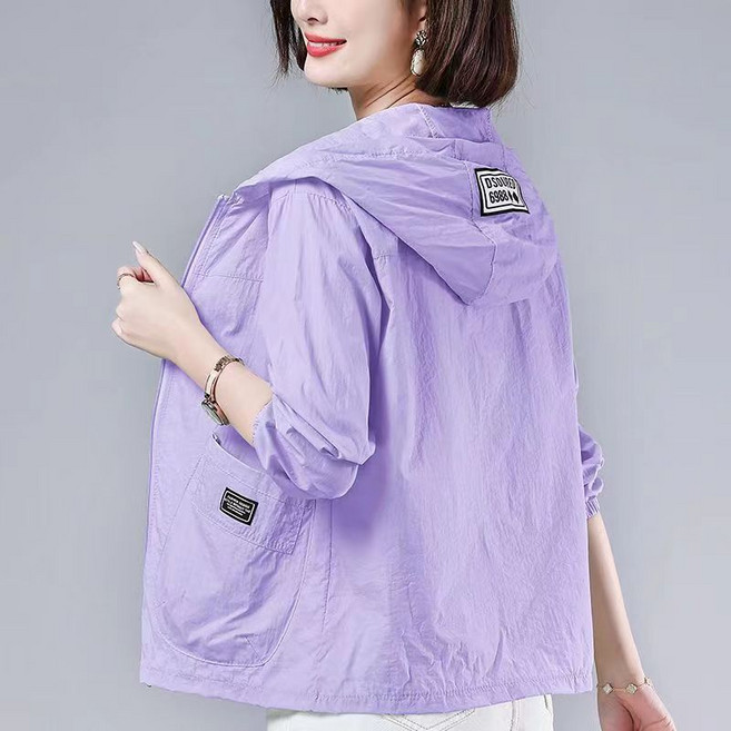 6color 여성용 UV차단 후드 바람막이 점퍼 루즈핏 집업 초경량 빅사이즈 아우터