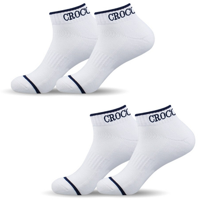 크로커다일 남성용 스포츠 쿠션 피트 단목 양말 CD208, 네이비, 4개