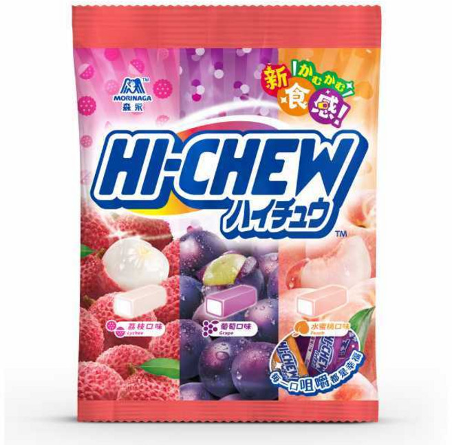 森永嗨啾特選水果軟糖 葡萄水蜜桃荔枝口味 Q彈口感 獨立包裝, 85g, 1袋