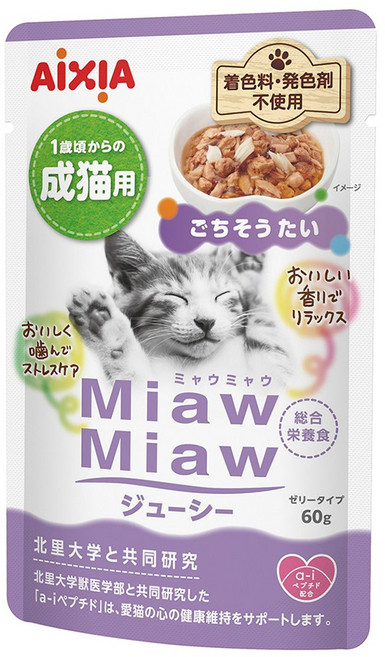 아이시아 먀우먀우 쥬시 파우치 고양이간식, MJ-11 도미, 60g, 1개