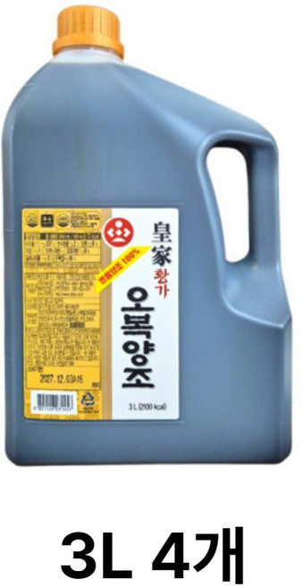 오복식품 황가 오복양조 간장 3L x 4개 업소용 식재료 식자재 양념 식당 주방 음식점 대용량, 1개, 12L