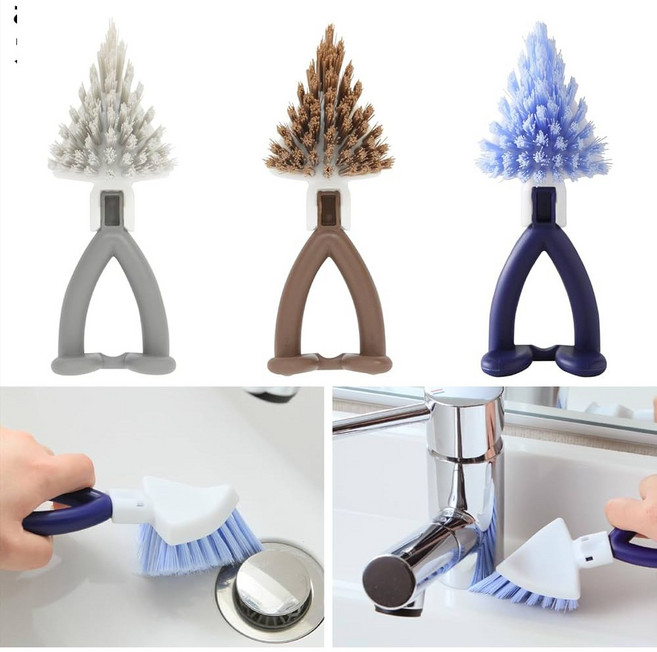 산벨 욕실 틈새 청소솔 변기 줄눈 곰팡이 제거 찌든때 브러쉬 주방 세척솔, 1개, 브라운(삼각)