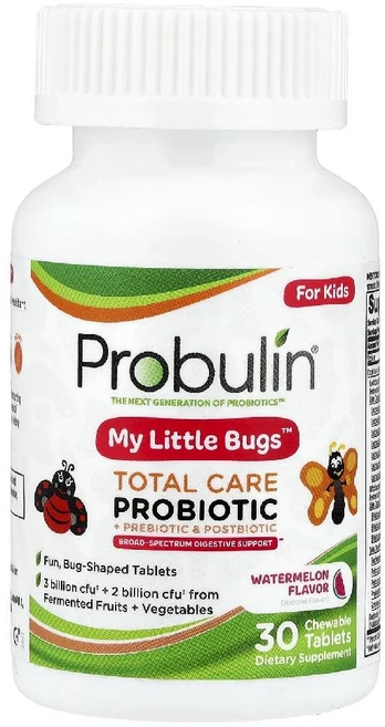 프로불린 프로바이오틱 프리바이오틱 포스트바이오틱 어린이용 수박맛 타블렛 30정, Probulin, 어린이용, My LittleBugs,, 1개 - 쿠팡