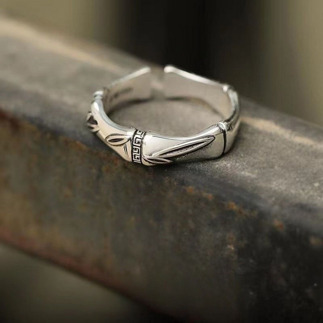 ROYALBELLE 남녀공용 대나무 디자인 개성 반지 조절가능 에스닉풍 유니크 매력 반지 J071110