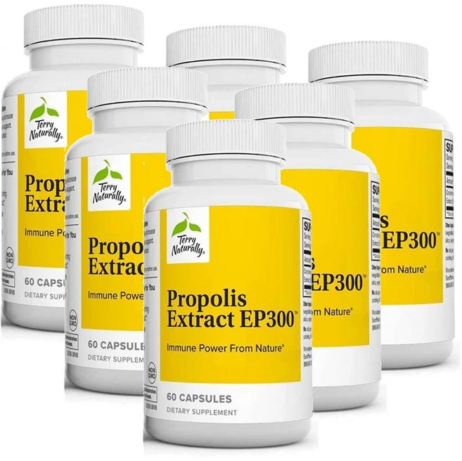 테리 내추럴리 프로폴리스 추출물 EP300 200mg 캡슐 Terry Naturally Propolis Extract, 6개, 60정 - 쿠팡