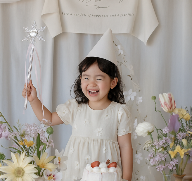 [라라빈파티] 할로윈 베일고깔 요술봉 요정 세트 생일 머리띠 축하 파티 꽃 베일 꼬깔 모자 면사포고깔 인생네컷용품 마녀 요정 어린이집 소품, 요정세트 -아이보리