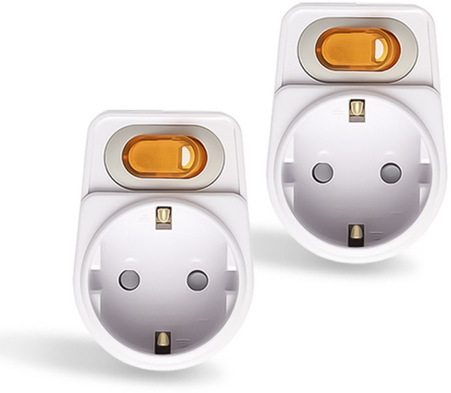 절전 네온 1구 개별스위치 멀티탭, 2개, 흰색, 7.8cm