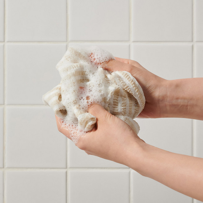 [JAJU/자주] 까슬까슬 체크 샤워타월 29x95cm 베이지, 1개