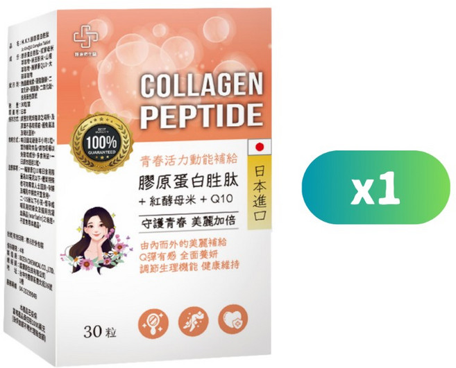 護康穎生醫 日本進口膠原蛋白胜肽 紅酵母米 輔酵素 醫美等級, 1盒(30粒) | 體驗價