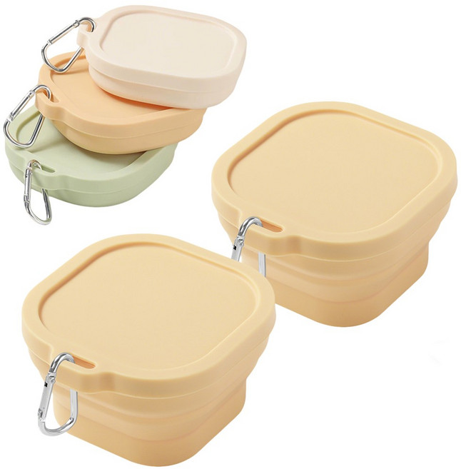 NUTRIVIO 실리콘밥용기 접이식 휴대용 실리콘 밥팩 냉동밥보관용기 전자레인지 밥 소분 밀폐 사각 실리콘용기, 노란색 750ml, 2개