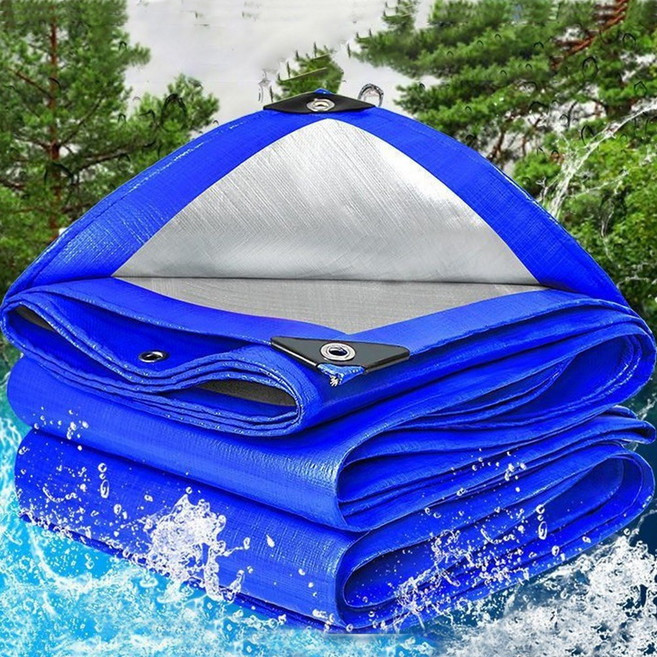 시스슈 다용도 방수포 천막 그라운드시트 자외선 UV차단 방수천 캠핑용 양면코팅 아웃도어 천막 커버 PE 이중코팅 그라운드시트, 파란색+흰색