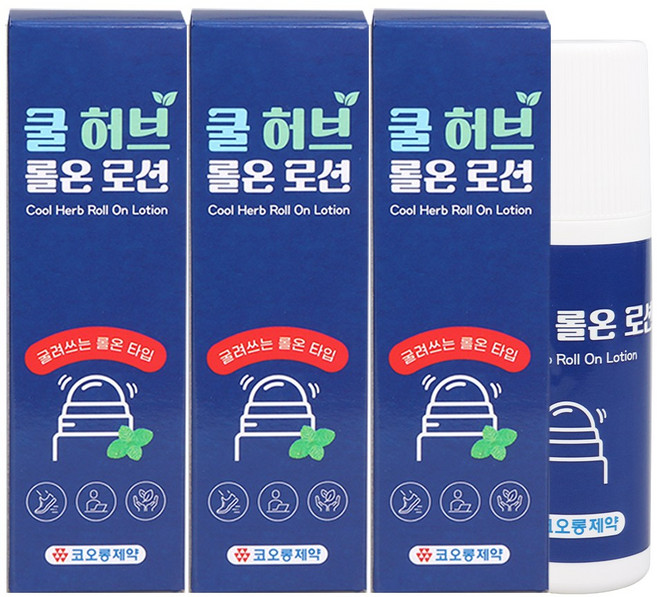 코오롱제약 쿨 허브 롤온 로션 75ml x 3개, 3개입, 1세트