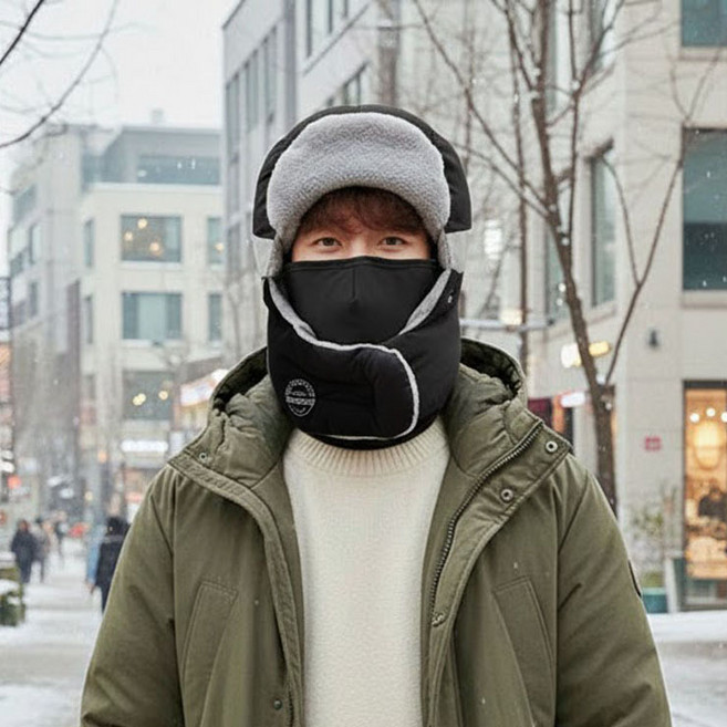 픽커스 방한 풀커버 기모 귀달이 군밤모자
