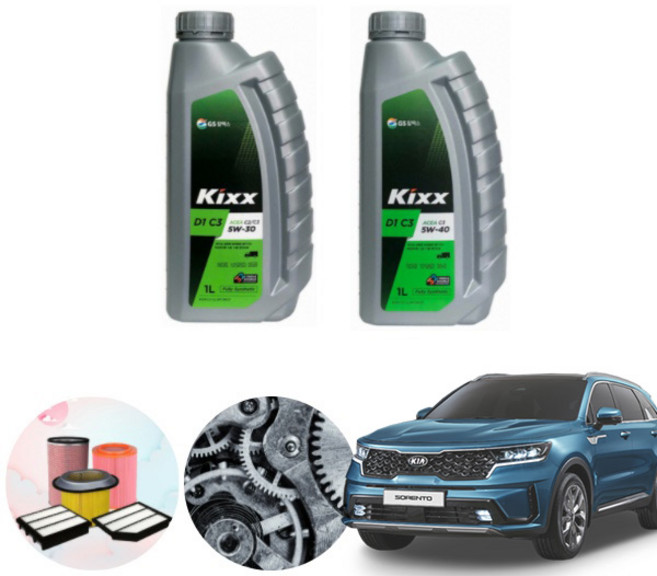 쏘렌토(MQ4) 2.2(디젤)' 킥스d1c3 엔진오일 필터세트 KPT-114, 5w30 6통+정품필터 set, 0