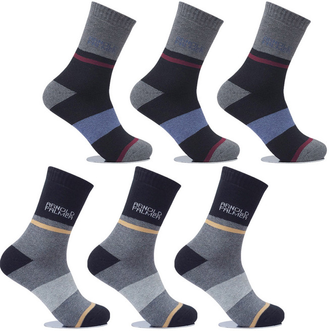 아놀드파마 겨울용 두꺼운 남자양말 6켤레 AP002 기모양말 통파일양말 보온양말