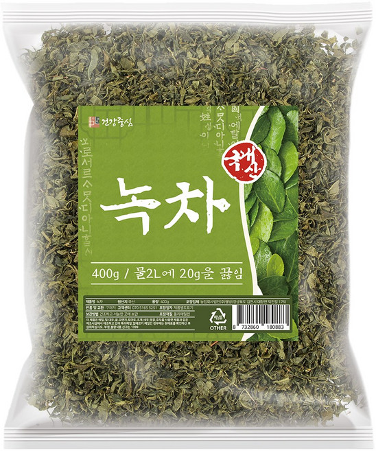 건강중심 국산 녹차 잎녹차 대용량 잎차, 400g, 1개입, 1개