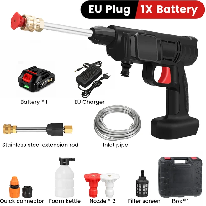 고압 세차 건 거품 발생기 물총 스프레이 클리너 마키타 18V 배터리용 60Bar 500W, 02 1 Battery 2.0Ah