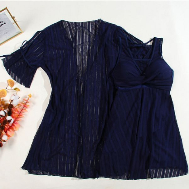 보정수영복 체형커버수영복 빅사이즈 big size im wear 여성용 탱키니 수영복 푸시업 솔리드 스포츠 수영복 커버업 3 피스 세트 여성 수영복 플러스 사이즈 2XLXL 비, 7XL, navy